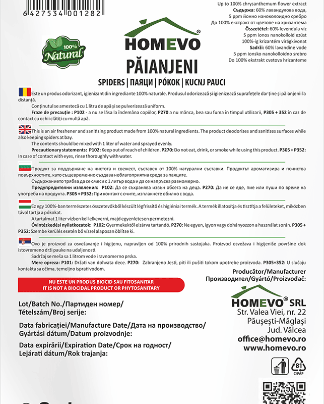 Solutie Paianjeni HOMEVO 100% Natural 8ml - imagine 2