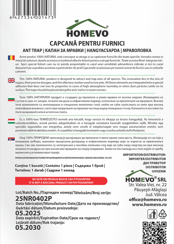 Capcana Furnici HOMEVO 100% Natural - imagine 2