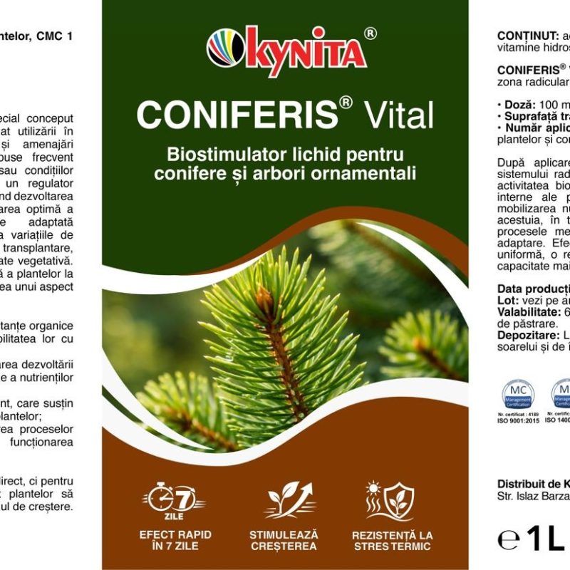 Biostimulator Lichid Conifere si Arbori Ornamentali CONIFERIS Vital 1L - imagine 2