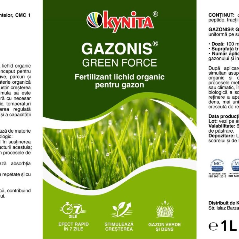 Fertilizant Organic Concentrat Gazon GAZONIS GREEN FORCE 1L - imagine 2