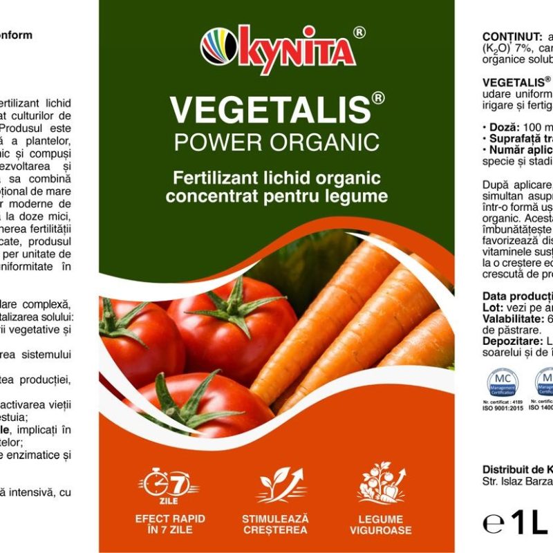 Fertilizant Organic Concentrat Legume VEGETALIS Power Oganic 1L - imagine 2